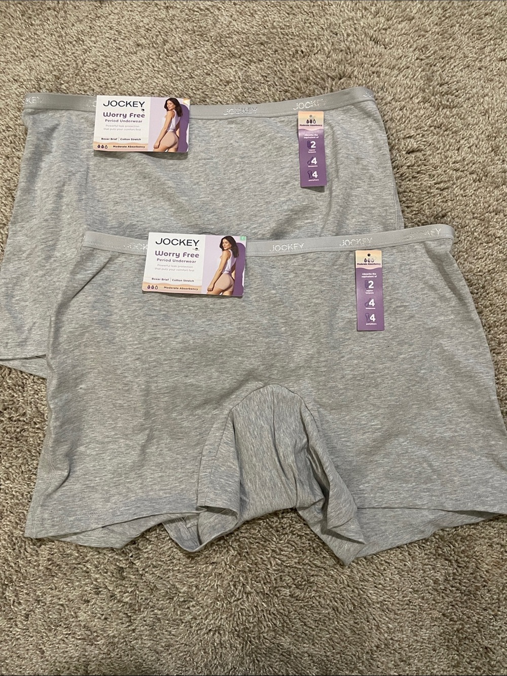 NIP- Jockey - Large. 2 Worry Free Period Boxer Briefs
